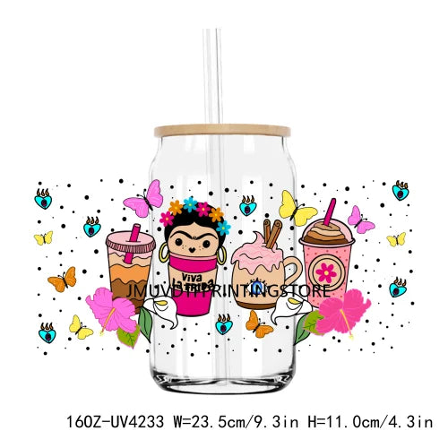 Cartoon Baby Princess 16OZ UV DTF Cup Wrap Transfers Sticker Custom Label DIY Waterproof Logo For Libbey Glass Can Latin Culture