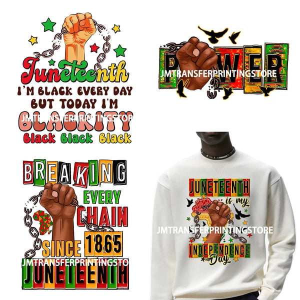 Free-ish Black History Month Printing Juneteenth Is My Independence Day Since 1865 Vibes Iron On Transfer Stickers For Hoodies