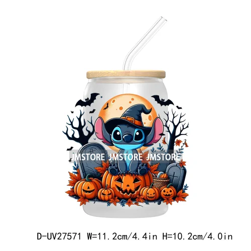 Cartoon Couple Halloween Scary Pumpkin UV DTF Transfer Sticker Decals For Libbey Cold Cup Mug Tumbler Nightmare Before Christmas