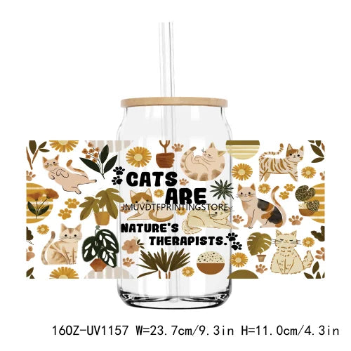 My Dog's Affirmations Cat Mom Coffee UV DTF Sticker For 16OZ Libbey Glass Cup Can Wrap Transfer Sticker Custom Labels DIY Logo