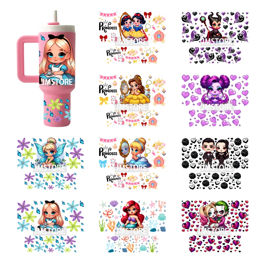 Baby Princess Cartoon Couple Custom UV DTF Stickers Print Tumbler Wraps Ready to Transfer Waterproof For Mini Tumbler Keychain