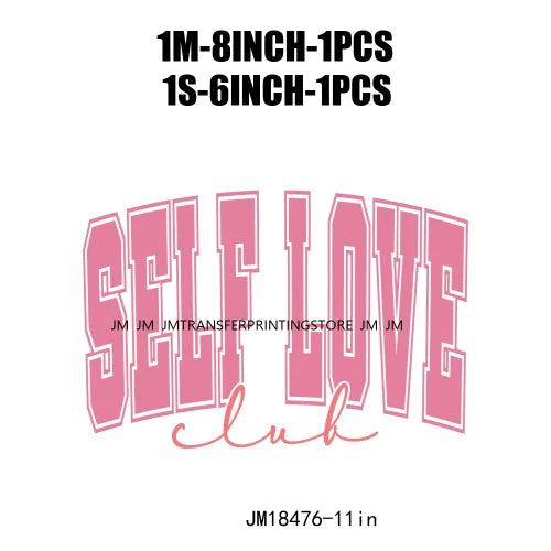 Iron On Love More Cupid Vibes Transfer Decals Self Love Club Pink XOXO Valentine's Day DTF Heat Press Stickers For Clothing Bags