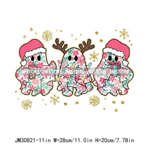 Merry Christmas Coquette Santa Candy Cane Tree Winter Holiday Basics Decals Iron On DTF Transfer Stickers Heat Press For Clothes