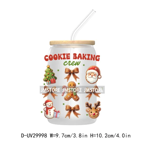 Christmas Cookie Baking Crew Gingerbread Man UV DTF Transfer Sticker Decal For Libbey Cold Cup Mug Tumbler Jesus Christmas Cross