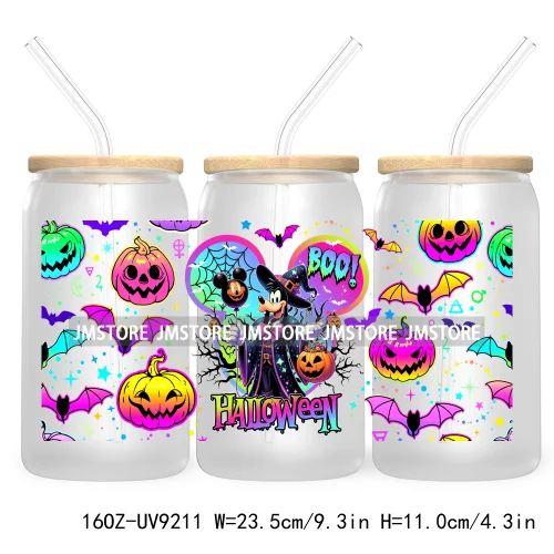 Boo Halloween Cartoon 16OZ UV DTF Cup Wrap Transfer Stickers Custom Labels Durable Waterproof For Libbey Glass Can Fall Pumpkin