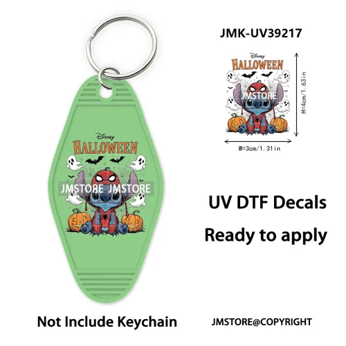 Horror Pumpkin Halloween Cartoon UV DTF Motel Keychain Decal Ready To Ship Durable Transfer Stickers Prints For Hotel Keychain
