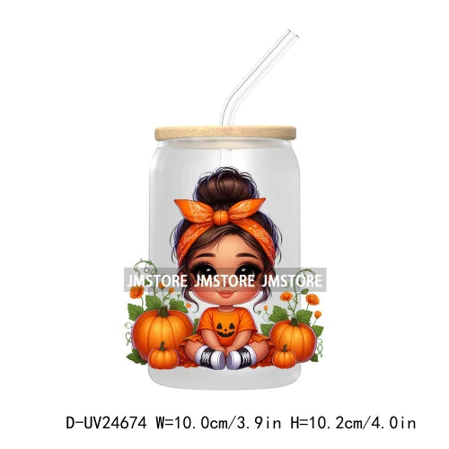 Halloween Latina Princess UV DTF Transfer Stickers Decals For Libbey Cold Cups Mugs Tumbler Custom Waterproof DIY Labels Pumpkin