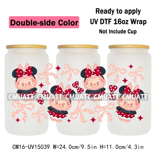 Double Sided Color UV DTF Cup Wraps 16OZ Wholesale Custom Bulk Waterproof Cartoon Cute Monster Transfer Designs For Mug Glass