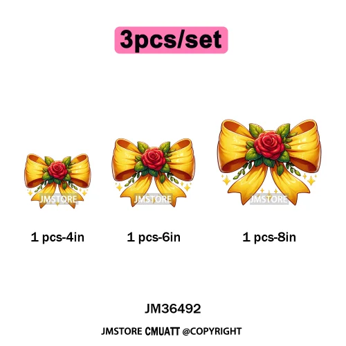 Colorful Princess Vibes Coquette Girly Kids Pastel Bows Printed Decals Iron on DTF Transfer Stickers Ready to Press for Clothes