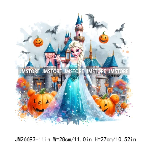 Wholesale Cartoon Character Pumpkin Halloween Scary Vibes Thermal Logo DTF Iron On Transfer Stickers Ready To Press For Clothing