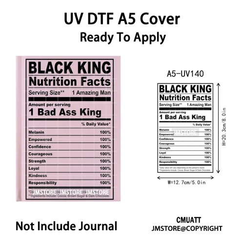 Black Mom Dad Family Nutrition Facts A5 Notebook UV DTF Wrap Ready To Apply Waterproof Transfer Sticker Decals For Journal Cover