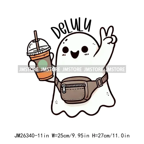 Funny Halloween Ghost Boogie Trick Or Treat Stay Spooky Printing Design DTF Iron On Transfer Stickers Ready To Press For Clothes