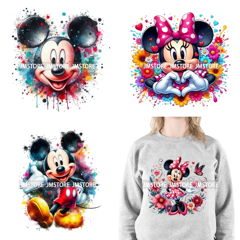 Colorful Splashing Cartoon Characters Friends Printing Iron On DTF Transfers Stickers Ready To Press For Sweatshirt Bags