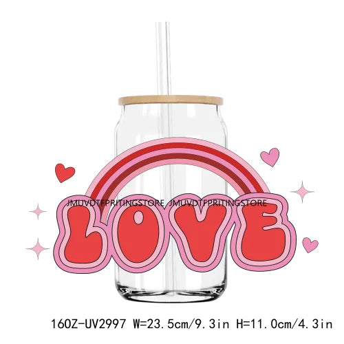 Faux Glitter Valentines In My Lover Era UV DTF Sticker For 16OZ Libbey Glass Cup Can Wrap Transfer Sticker Custom Label DIY Logo