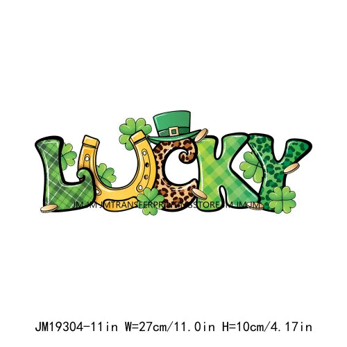 DIY Peace Love Luck Happy St Patrick's Day Design Printing Feeling Lucky Green Shamrocks DTF Transfer Stickers For Clothing