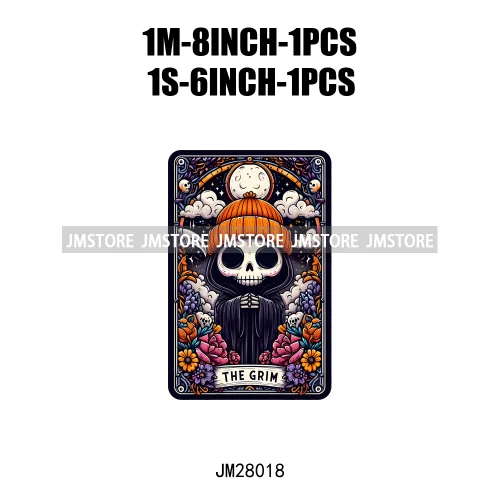 Custom Spooky Season Ghost Cycopath Skull Halloween Tarot Card DTF Iron On Heat Press Transfer Stickers Printing For Hoodies