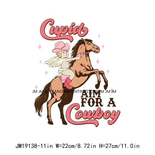 Retro Distressed Western Cowboy Horse Boot Scootin Valentines Day Howday Honey Couple Iron On DTF Transfer Stickers For Clothing