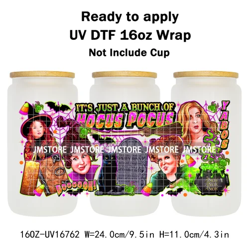 Cartoon Horror Halloween Nightmare UV DTF Wraps Transfer Sticker Selfadhesive Waterproof High Quality For 16OZ Libbey Glass Can