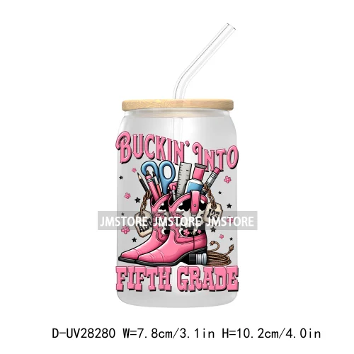 Coquette Bow Back To School Teacher UV DTF Transfer Stickers Decals For Libbey Cold Cups Mug Tumbler Waterproof Cartoon Princess