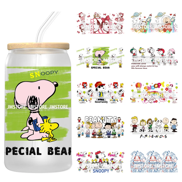 Retro Puppy Cartoon Best Friends 16OZ UV DTF Cup Wraps Ready To Apply Waterproof Transfer Stickers For Libbey Glass Can Tumbler