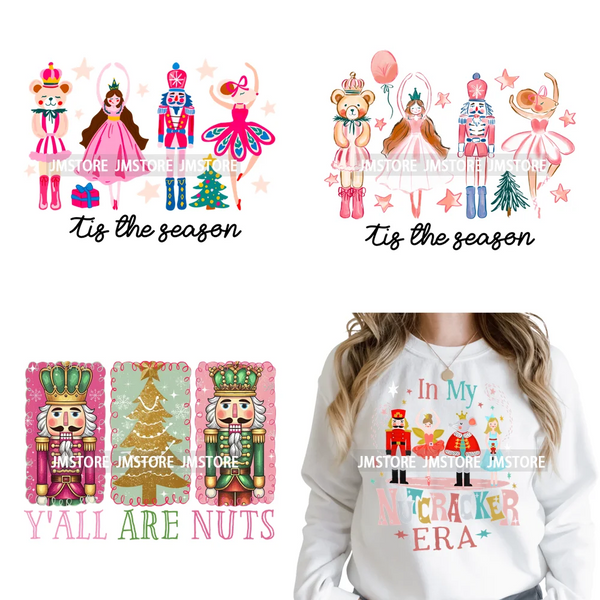 Y'all Are Nuts Pastel Cartoon Character Tis The Season Christmas Iron on DTF Heat Transfers Stickers Ready to Press for Clothes