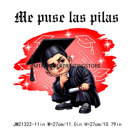 Chicano Graduation Chibi Style Boy Logos Si Se Pudo Educated Latino Double Trouble Man DTF Heat Transfer Stickers For Clothes