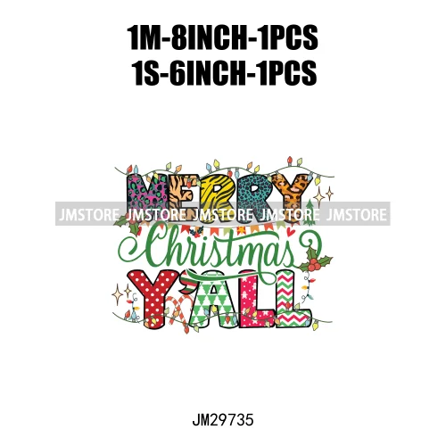 Small Town Fram Fresh Tree Christmas Merry Vibes Ho Ho Ho Santa Deer Iron On DTF Transfers Stickers Ready To Press For Hoodies