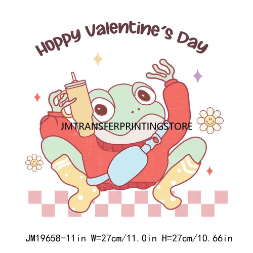 Retro Happy Valentine Cupid Vibes Iron On Stickers DTF Transfers Ready To Press For Coat Jeans Bag Pillow