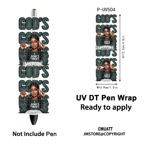 Black Girl Praying Afro Women Faith UV DTF Pen Wraps Ready To Apply Transfer Sticker Print Waterproof High Quality UV DTF Decal