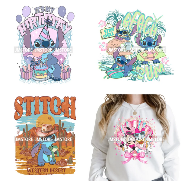 Funny Shells Coquette Bow Summer Salty Vibes Cartoon Printing Designs Iron On DTF Transfer Stickers Ready To Press T-shirts Bags