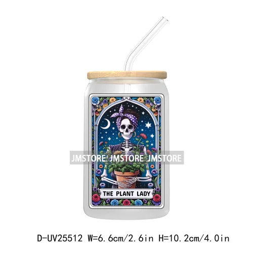 The Smoker Skeleton Tarot Card UV DTF Transfer Stickers Decals For Libbey Cold Cups Mugs Tumbler Custom Logo Labels Sugar Skull