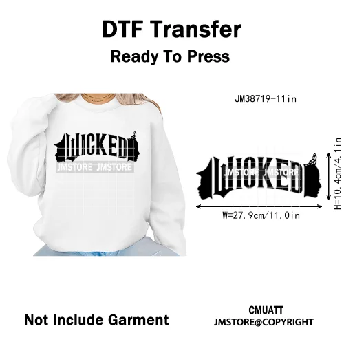 Magic Musical Movies Bad Good Witches Team Pink Green Coquette Iron on DTF Heat Transfers Stickers Ready to Press for T-shirts