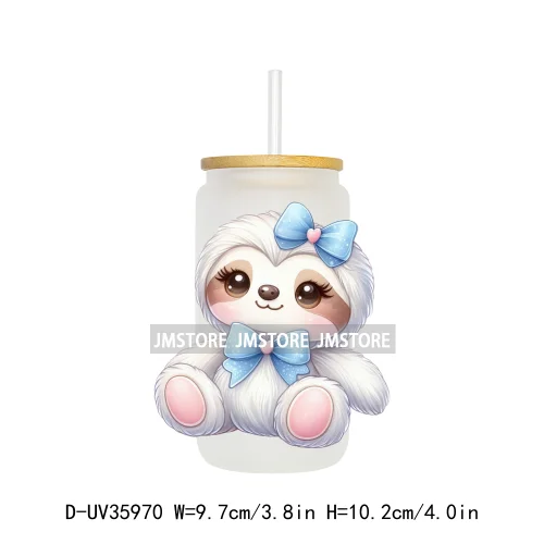 Coquette Bow Cute Animals UV DTF Transfer Stickers Decals Ready To Apply Waterproof Print For 16OZ Libbey Glass Can Cups Tumbler
