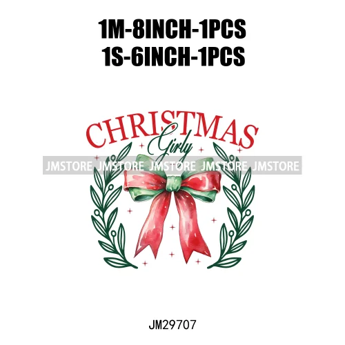 Christmas Girly Vibes Santa Winter Jesus Coquette Bow Tis The Season Iron On DTF Transfers Stickers Ready To Press For Clothes