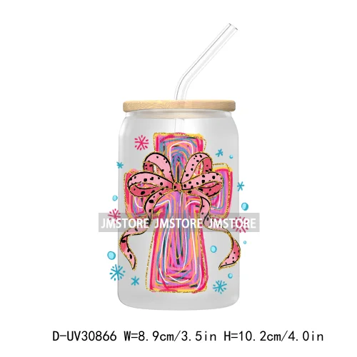 Christmas Pencil Tree Gift For Teacher UV DTF Transfer Stickers Decals For Libbey Cold Cups Mugs Tumbler Waterproof Coquette Bow