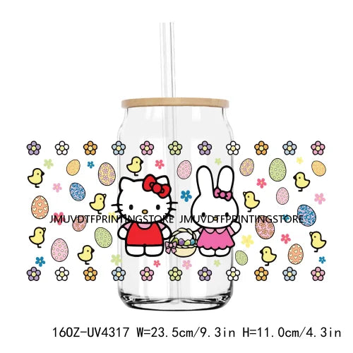 Easter Cartoon Bunny Eggs Coffee 16OZ UV DTF Cup Wrap Transfers Stickers Custom Labels DIY Waterproof Logo For Libbey Glass Can