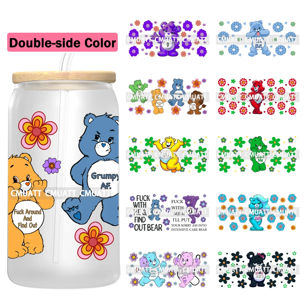 Double Side Color UV DTF Cup Wrap Transfer Stickers For 16oz Libbey Glass Customizable Durable Waterproof Selfadhesive Stickers