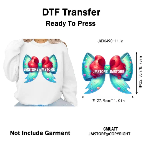 Colorful Princess Vibes Coquette Girly Kids Pastel Bows Printed Decals Iron on DTF Transfer Stickers Ready to Press for Clothes
