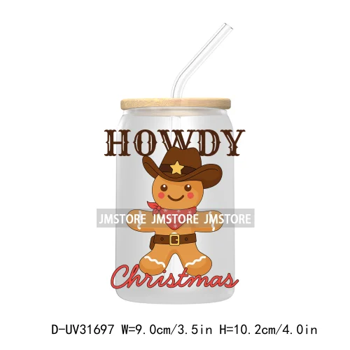 Hot Cocoa Season Western Howdy Ghost Christmas Custom UV DTF Sticker Decals For Libbey Cold Cups Mugs Tumbler Transfer Stickers