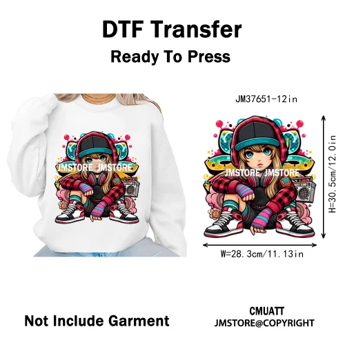 12in Glossy Dripping Lips Streetwear Graffiti Trap Girls Iron on DTF Thermal Transfer Stickers Ready to Press for Woman Clothing