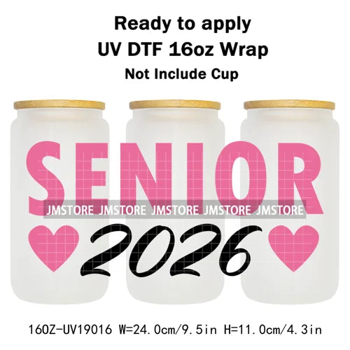Class Of 2026 Senior Graduation Cap UV DTF Stickers Ready To Apply Cup Wrap Durable Custom Prints DIY Craft For Libbey Can Glass