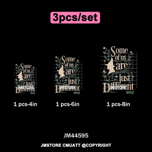 Pink and Green Magic Broomstick Witches Movie Fans Iron on Washable DTF Heat Transfers Stickers Ready to Press for Sweatshirts