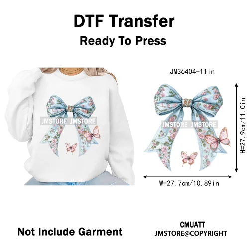 Pink Blue Flower Silk Coquette Chinoiserie Toile De Jouy Design Iron on DTF Heat Transfers Stickers Ready to Press for Clothes