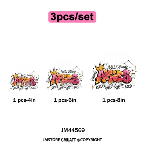 Zodiac Signs Graffiti Astrology Horoscopes Constellation  Iron on Washable DTF Transfer Sticker Ready to Press for T-shirts Bags