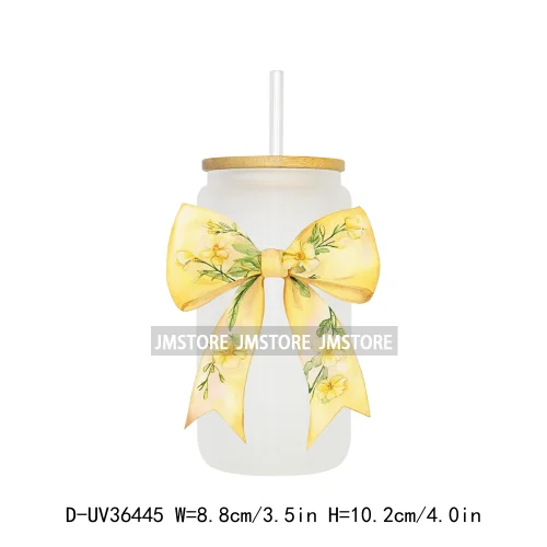Colorful Bow Ribbon Bridal Birthday UV Sticker Decals For Libbey Cold Cups Mugs Tumbler Transfer Stickers Waterproof DIY Prints