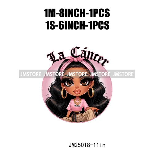 Colorful Astrology Sign Girls Latina Zodiac Printing Logos DTF Iron On Heat Press Transfers Stickers Ready To Press For Textil