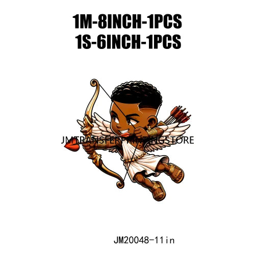 Lovely African American Black Cupids Valentine Praying Angels Boys Girls Religious Iron On DTF Transfers Stickers For Clothes