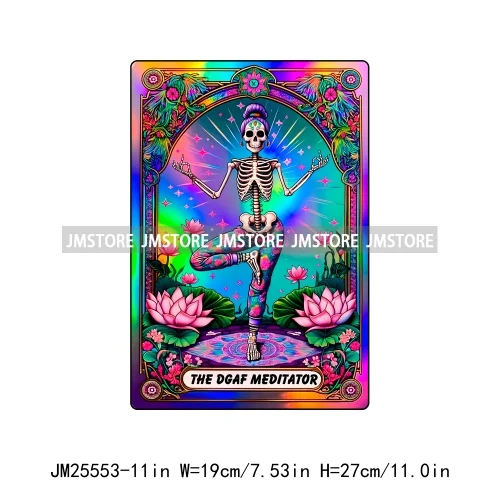 Colorful Artist Overthinker Dad Women Skeleton Thermal Logo  Tarot Card DTF Iron On Transfer Stickers Ready To Press For Hoodies