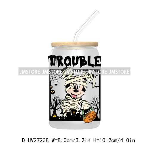 Cartoon Princess Couple Halloween Double Trouble UV DTF Transfer Stickers Decals For Libbey Cold Cup Mug Tumbler Waterproof Logo