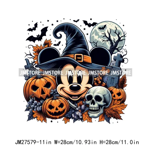 Cartoon Halloween Spooky Season Pumpkin Rip Gravestone Skull DTF Iron On Transfers Stickers Printing Ready To Press For Clothing